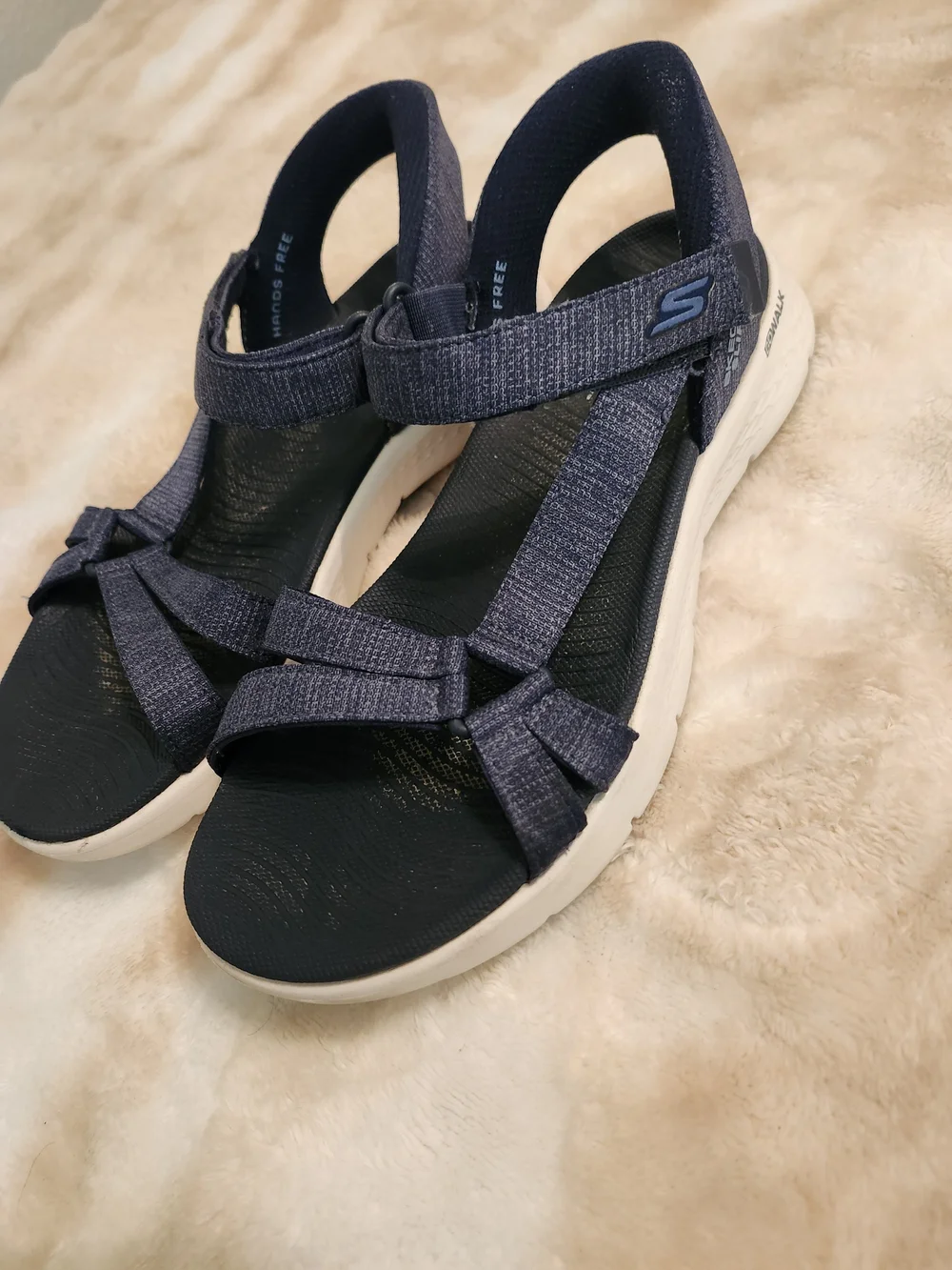 Skechers Go Walk Slip In Navy Blue Sport Sandals Women Size 7